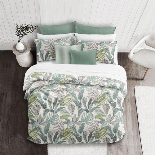 The Tailor's Bed Tropical Palms White/Green Standard Cotton Reversible